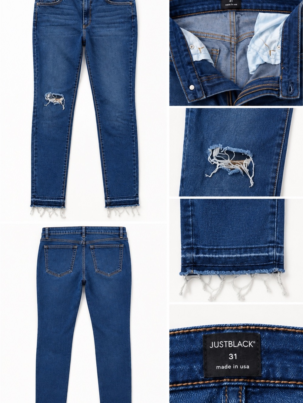 Just Black Women's Distressed Dark Blue High-Rise Skinny Jeans